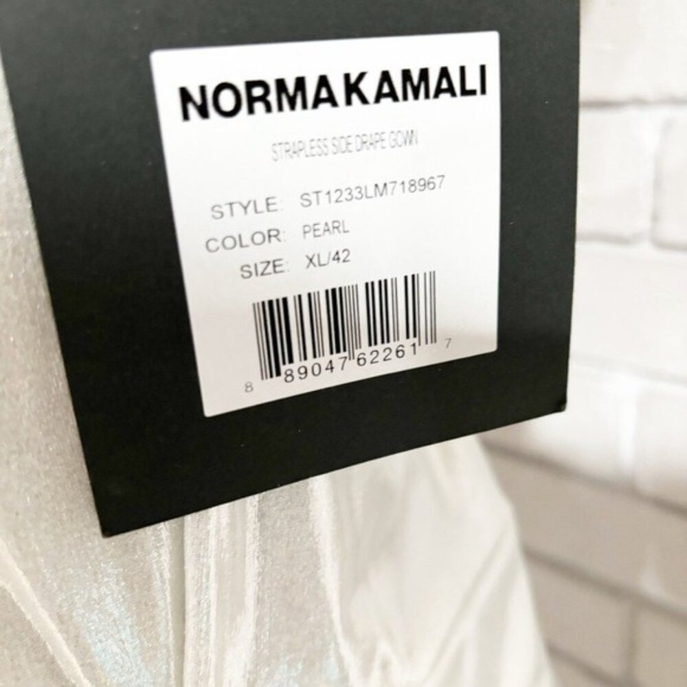 Norma Kamali Pearl Strapless Side Drape Gown‎ | Elegant Formal Dress | Size XL - Picture 4 of 8
